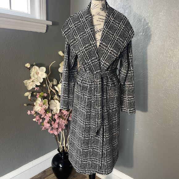 Stella Luce Jackets & Blazers - Stella Luce Open Jacket Black/White Size Medium Belted Midi Spring Fall